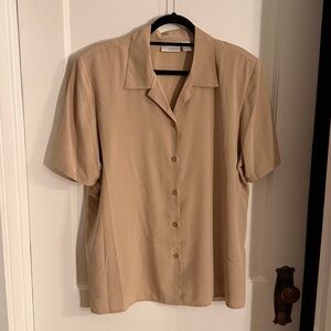 Worthington Tan Short-Sleeve Button-Down Shirt